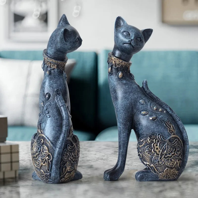Ornate Cat Guardians Statues