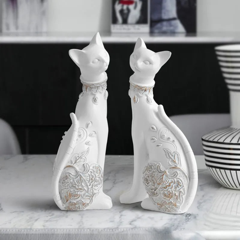 Ornate Cat Guardians Statues
