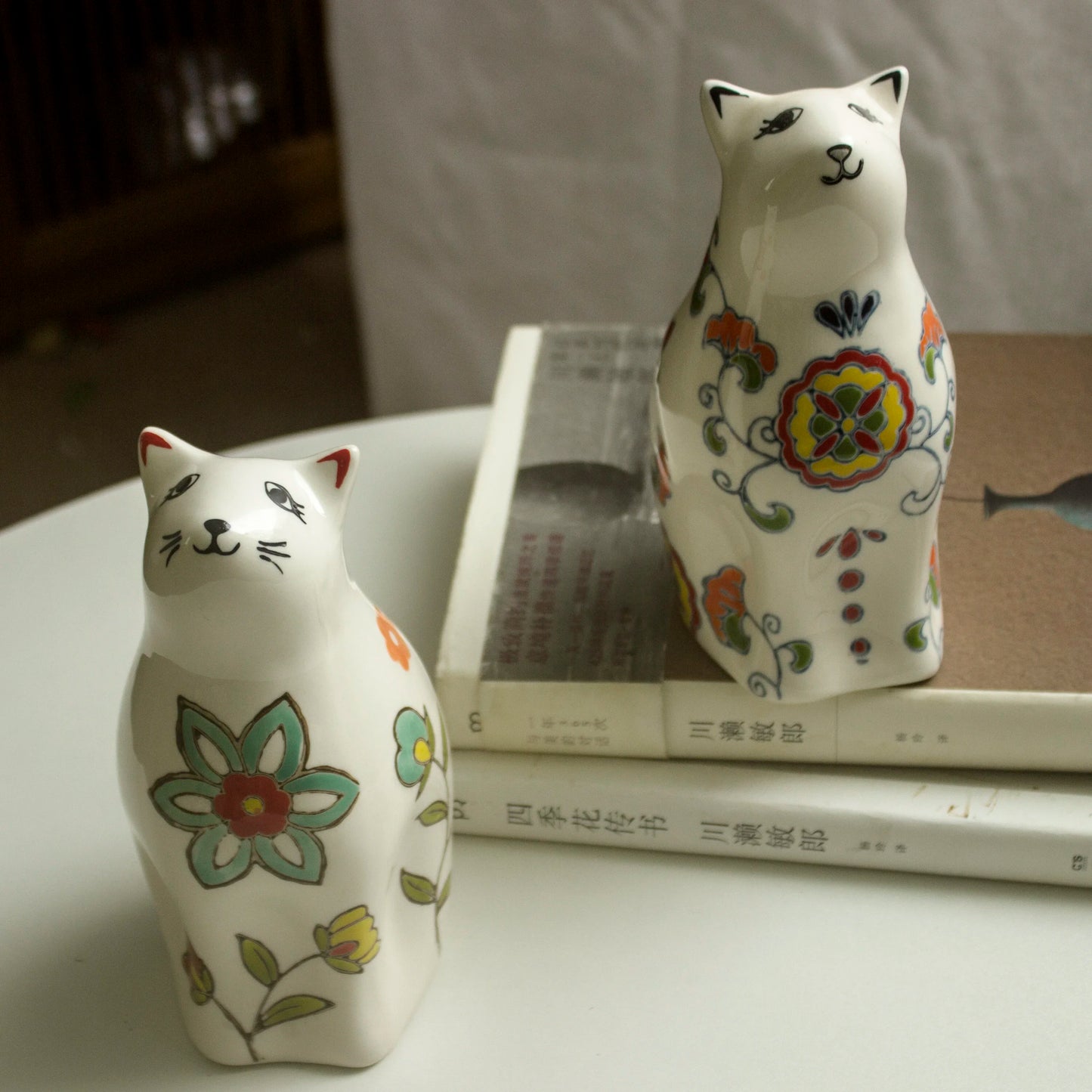 Asian Vintage Ceramic Cat Statues