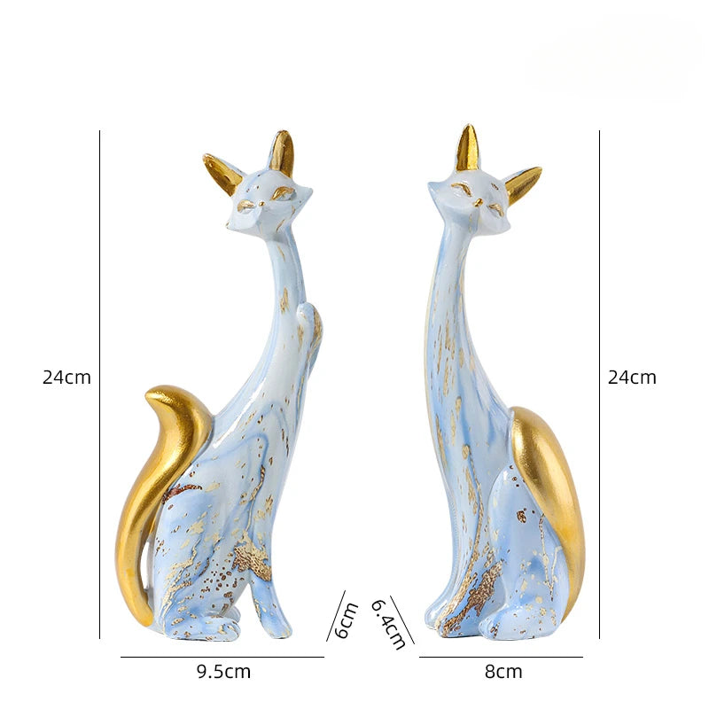 Nordic Graffiti Painting Couple Fox Statue