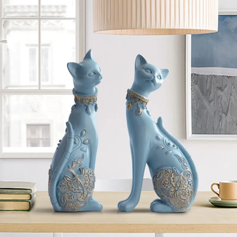 Ornate Cat Guardians Statues