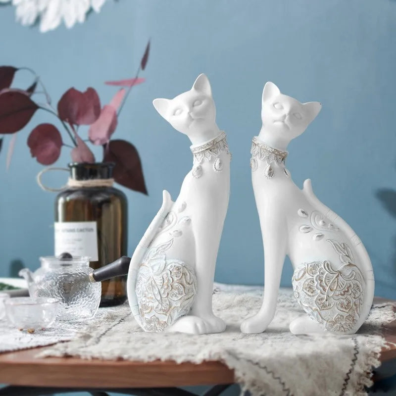 Ornate Cat Guardians Statues