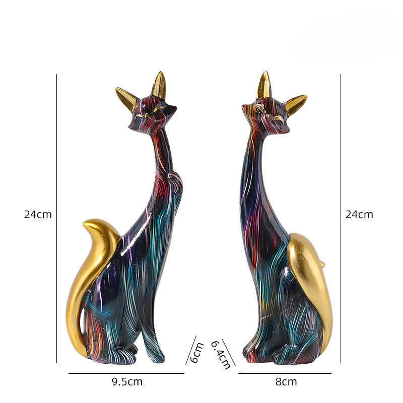 Nordic Graffiti Painting Couple Fox Statue