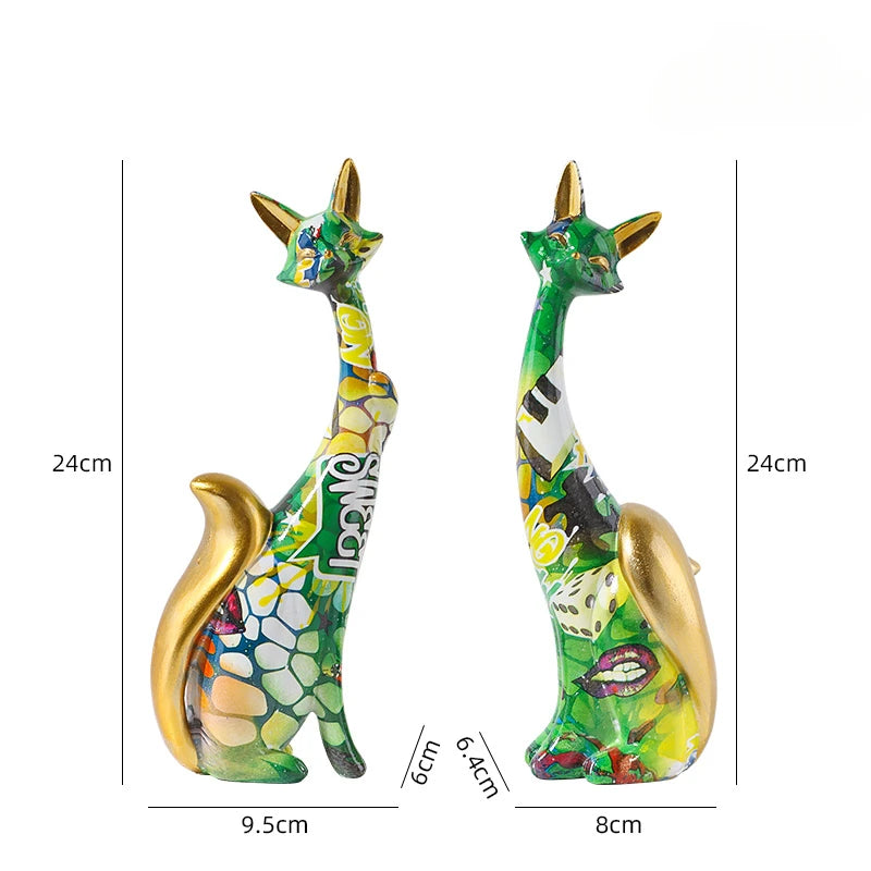 Nordic Graffiti Painting Couple Fox Statue