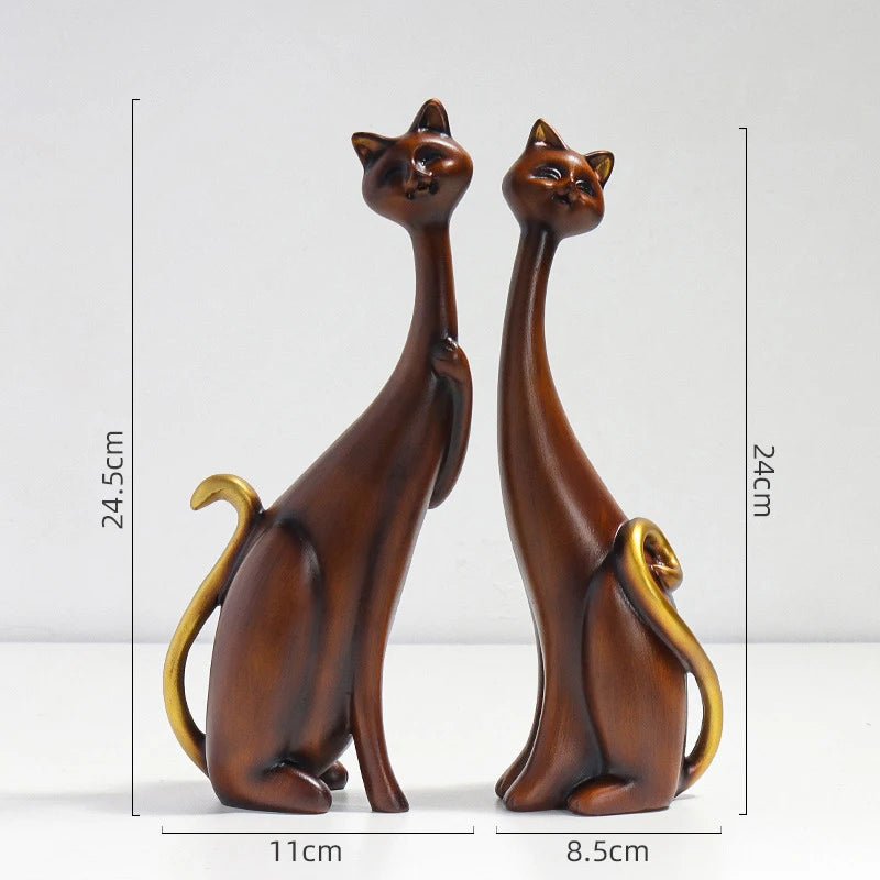Nordic Graffiti Couple Cat Statue