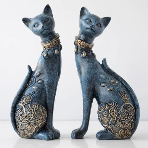 Ornate Cat Guardians Statues