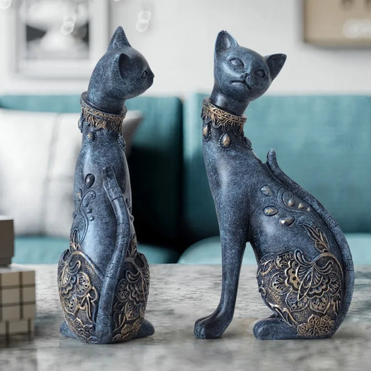 Ornate Cat Guardians Statues