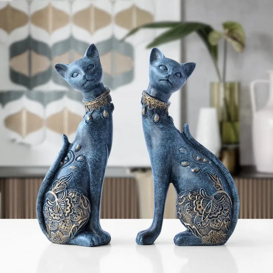 Ornate Cat Guardians Statues