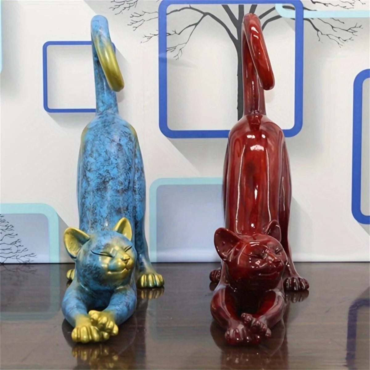 Whimsical Lazy Cat Statue