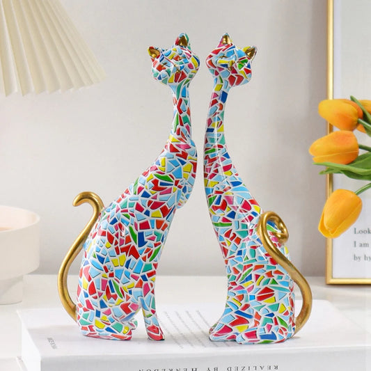 Nordic Graffiti Couple Cat Statue